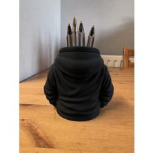 Ulu Pazarlama 3D Baskı Kapüşonlu Sweatshirt Kalemlik - Masaüstü Organizer-Siyah