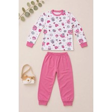 Fantastik Store Kız Çocuk Premium Penye Baykuş Desenli Uzun Kollu Pijama Takımı 2-11 Yaş - Pembe