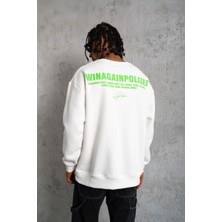 Fantastik Store Erkek 3 Iplik Bisiklet Yaka Baskılı Sweatshirt - Beyaz