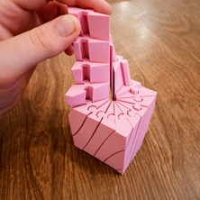 Ulu Pazarlama 3D Baskı Twisting Küp - Mekanik Dönen Bulmaca Küpü-Pembe