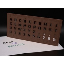 Ulu Pazarlama 3D Baskı Alfabe, Rakam ve Cetvel Şablonu - Yazı Çizim Kalıbı - Kahverengi