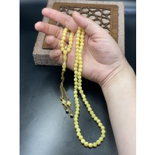 Linea Craft Lineacraft Gold Renkli Alpaka Püsküllü 99'luk Küre Kesim Sarı Damla Kehribar Benzetmesi Beyrut Tesbih