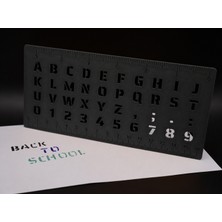 Ulu Pazarlama 3D Baskı Alfabe, Rakam ve Cetvel Şablonu - Yazı Çizim Kalıbı - Siyah