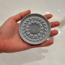 Cotton Soft 3D Baskı Makyaj Fırçası Temizleme Pedi - Desenli Aparat-Gri
