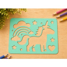 Ulu Pazarlama 3D Baskı Unicorn ve Gökkuşağı Çizim Şablonu - Desen Kalıbı - Mint