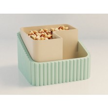 3D Baskı Fıstık Kasesi - Çift Hazneli Kabuk Ayırıcı Sunum Kasesi - Mint Bej