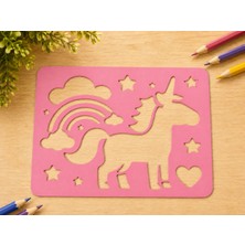 Cotton Soft 3D Baskı Unicorn ve Gökkuşağı Çizim Şablonu - Desen Kalıbı - Pembe