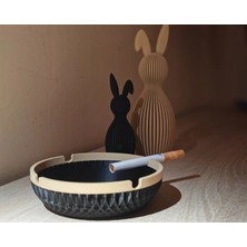 Cotton Soft 3D Baskı Iki Renkli Yuvarlak Küllük Baklava Dokulu Geniş Dekoratif Kül Tablası Masaüstü ve Balkon
