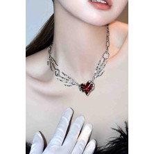 Kiraz Çiçeği Jewelry Kore Tarzı Gotik Kalp Kolye