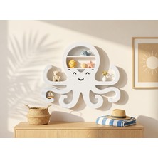3D Baskı Ahtapot Duvar Rafı - Dekoratif Mini Raf-Beyaz