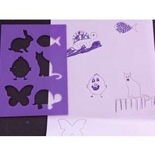 Cotton Soft 3D Baskı Hayvan Figürleri Çizim Şablonu - Çoklu Desen Kalıbı - Mor
