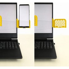 Bezos 3D Baskı Monitor Telefon Tutucu - Petek Desenli Laptop Kenar Telefon Tutucu-Sarı