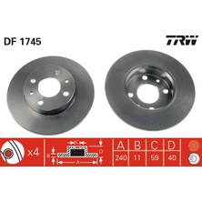 TRW Dpmix-Hb On Fren Diski Fiat 500 500C 07- Tipo-Punto-Tempra-Panda-Marea-Bravo 96- Alfa Romeo 145-146-155 92- Ford Ka 08-12 240.5X11 4delik