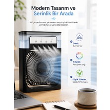 Masaüstü Püskürtmeli Serinletici Fan 5 Sisleme, 3 Fan Hızı, 7 Renk Ambiyans Işığı - Lisinya