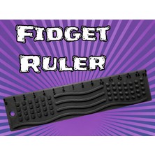 Belirtilmemiş 3D Baskı Dokunsal Fidget Cetveli - Kabartmalı Stres ve Odaklanma Oyuncağı - Siyah