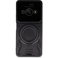 Cotton Soft Xiaomi Poco C61 Kılıf Joy Lens Standlı Kapak - Siyah