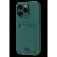 Apple iPhone 16 Plus Kılıf Kelvin Kartvizitli Silikon - Koyu Yeşil