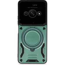 Xiaomi Poco C61 Kılıf Joy Lens Standlı Kapak - Koyu Yeşil