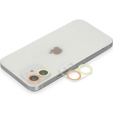 Dorasan Apple iPhone 12 Renkli Kamera Lens Koruma Cam - Sarı-Turuncu
