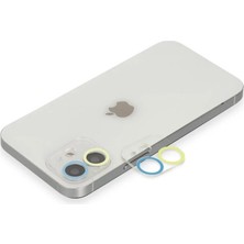 Dorasan Apple iPhone 12 Renkli Kamera Lens Koruma Cam - Sarı-Mavi
