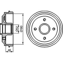 Bosch Dpmix-Hb Arka Fren Kampana Peugeot P106 93-04 P206 98-12 Citroen Saxo 96-04 Ax 91-96 180X80X52MM 4dl