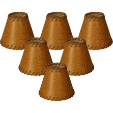 1001 Yuvarlak Suni 2 Tonlu Deri Avize Temel Gölge CS-970-6-6, Koyu Kahverengi, 3 x 6 x 5, 6'lı Paket