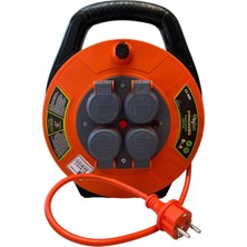 1001 Seyyar Kablo Makarası – 10 Metre, 4 Prizli, IP44 Kapaklı, 230V 16A, 1000W – Taşınabilir Çan