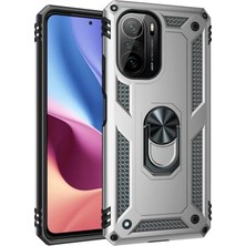 Xiaomi Poco F3 Kılıf Sofya Yüzüklü Silikon Kapak - Gümüş
