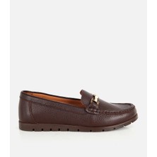 Hotiç 01AYH328770A480 KADIN Deri Kahverengi Gold Toka Detaylı Comfort Günlük Loafer