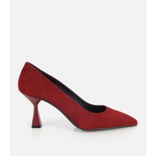 Hotiç 01AYH336250A780 KADIN Süet Deri Bordo Klasik Ince Topuklu Stiletto