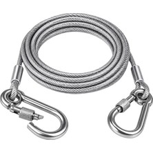 Zenviaa SN-38107 5 Metre Çelik Köpek Bağlama Halatı Kilitli Karabina Pvc Kaplamalı ZENVIAA36542