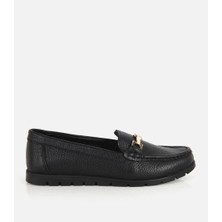 Hotiç 01AYH328770A100 KADIN Deri Siyah Gold Toka Detaylı Comfort Günlük Loafer