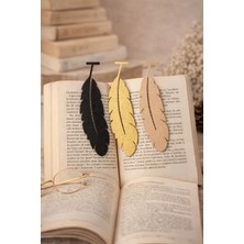 Arvella 3 Adet Minimal Kitap Ayracı - Leaf Siyah-Bej-Gold