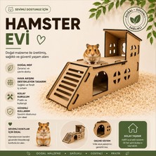 Iki Katlı Teraslı Ahşap Hamster Evi ve Tırmanma Rampalı Oyun Tüneli - Demonte Doğal Ham Mdf