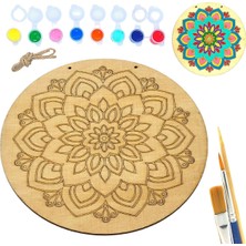 Art Inside Keyifli Mandala Ahşap Boyama Tuval Seti Hediye Hobi Kiti 20 cm