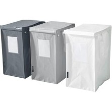 Ikea 3 Adet Çamaşır Sepeti, Beyaz-Koyu Gri-Açık Gri Meridyendukkan 35LITRE 22X35X45 Cm/çamaş�