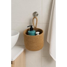 Mavaux Asep Askılı Halat El Dokuma Banyo Sepeti 25X20CM Duvara Asılabilir Çok Amaçlı Düzenley