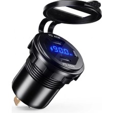 MELLİFERA Karavan Tekne Yat 12-24V  Çift USB Type C On Off Anahtarlı Voltaj Güç Ekranı Şarj Soketi