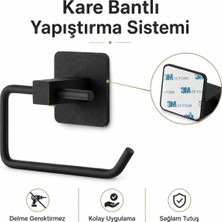 Yapışkanlı Siyah Kare Açık Tuvalet Kağıtlığı Wc Kağıtlık Tuvalet Kağıdı Askısı