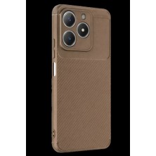 Realme C61 Kılıf Auto Focus Karbon Kapak - Kahverengi