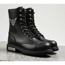 Harley Davidson 025M100553 Colmar Siyah Baskılı Deri Erkek Bot Kışlık Rahat Tabanlı 40 Numara