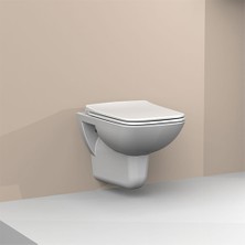 Turkuaz Seramik Duru Asma Klozet 7T0185.02 Yavaş Kapanan Kapaklı Duvara Monte Kanalsız Model
