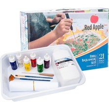 Red Apple 21 Parça A4 Ebru Başlangıç Seti Renkli Boyalar ve Ebru Fırçaları ile Yaratıcılığınızı Keşfedin