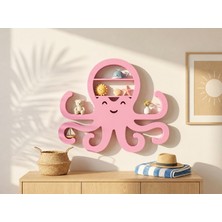 Bezos 3D Baskı Ahtapot Duvar Rafı - Dekoratif Mini Raf-Pembe
