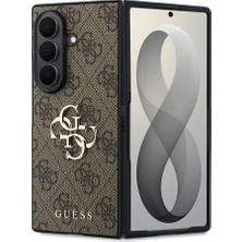 Galaxy Z Fold 8 Ultra Uyumlu Kılıf Guess Lisanslı M-Safeli Büyük 4g ve Yazı Logolu Kapak Kahve