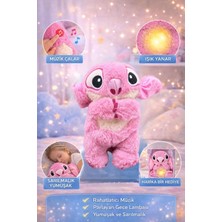 Ziventa 25CM Nefes Alan Uyku Arkadaşı Sesli Işıklı Kulakları Hareketli Yumuşacık Peluş Sevgili Hediye