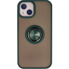 Apple iPhone 13 Kılıf Montreal Yüzüklü Silikon Kapak - Yeşil
