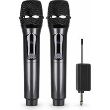 Mobixom TTD-M12 Çiftli Kablosuz El Mikrofonu Seti Uhf Alıcılı Tak Çalıştır Karaoke Mikrofonu