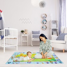 Safemom Hayvanlar Desenli Oyun Matı 90X145 cm Renkli Elyaf Yapılı Yumuşak Zemin