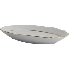 Porland Porselen Queen 30 Cm Altın Yaldızlı Kayık Tabak Şık Sofralar İçin İdeal Seçim